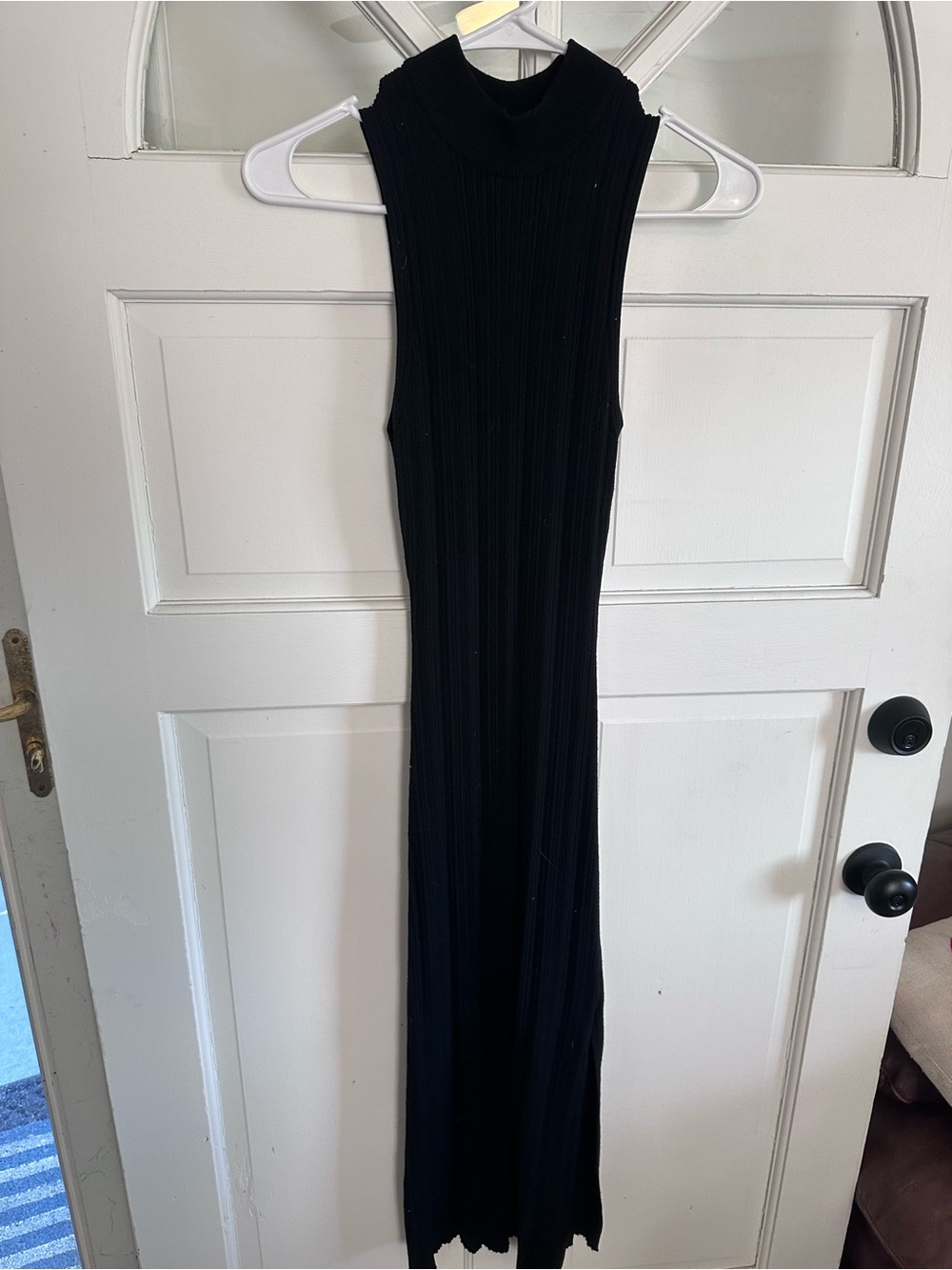 Wayf Black Sleeveless Ribbed Maxi Dress